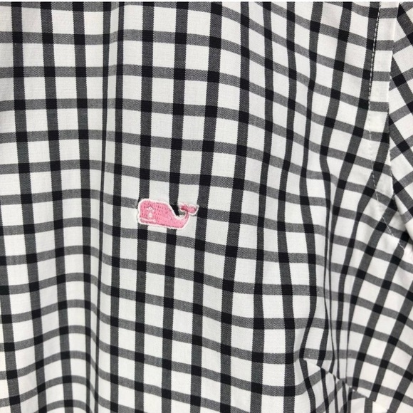 Vineyard Vines Black & White Gingham Oxford Shirt Size Small - Picture 2 of 5